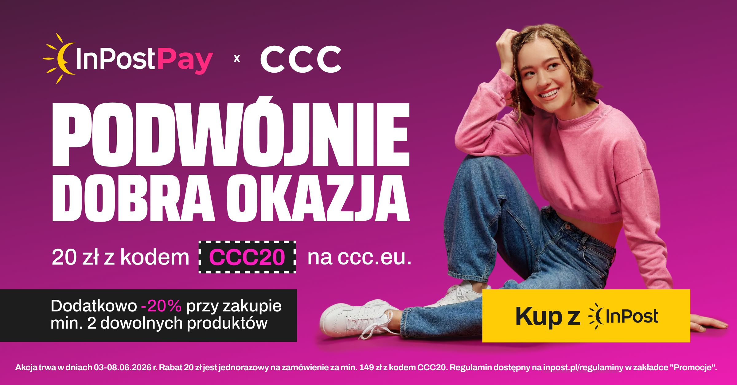 Podwójnie dobra okazja. 20 zł z kodem CCC20 na ccc.eu. Kup z InPost.