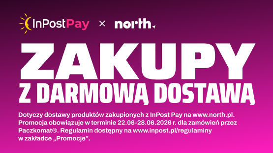 Zakupy z darmową dostawą. Dotyczy dostawy produktów zakupionych z InPost Pay na www.north.pl. Promocja obowiązuje w terminie 22.06-28.06.2026 r. dla zamówień przez Paczkomat®. Regulamin dostępny na www.inpost.pl/regulaminy  w zakładce „Promocje”.